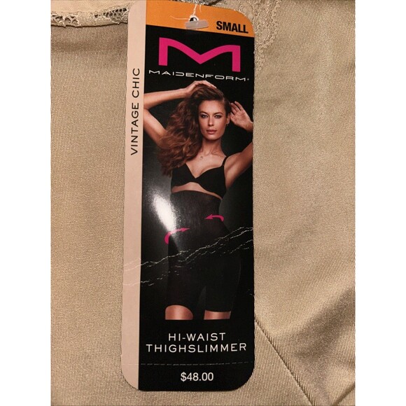 Maidenform 2042 Vintage Chic Hi-Waist Thigh Slimmer Nude Beige Small - Picture 2 of 5